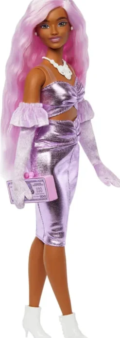 BARBIEPOUPEE DELUXE STYLE ROBE ROSE SATINE