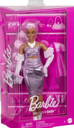 BARBIEPOUPEE DELUXE STYLE ROBE ROSE SATINE