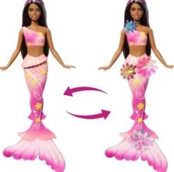 BARBIE SIRENE -POUPEEFLEURS MAGIQUES BRUNE