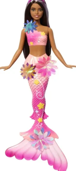BARBIE SIRENE -POUPEEFLEURS MAGIQUES BRUNE