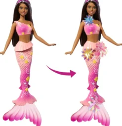 BARBIE SIRENE -POUPEEFLEURS MAGIQUES BRUNE