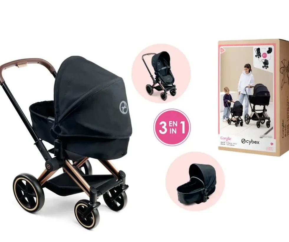 BB36/42 CYBEX PRIAM - LANDAU NOIR 3 EN 1 - COROLLE ACCESSOIRES