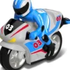 BB JUNIOR - MOTO FIRST RC - MOTO AVEC PILOTE ET TELECOMMANDE GUIDON -COURSE ROUGE ET COURSE BLEUE