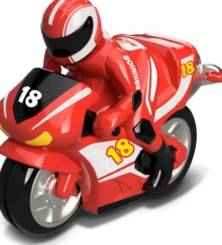BB JUNIOR - MOTO FIRST RC - MOTO AVEC PILOTE ET TELECOMMANDE GUIDON -COURSE ROUGE ET COURSE BLEUE