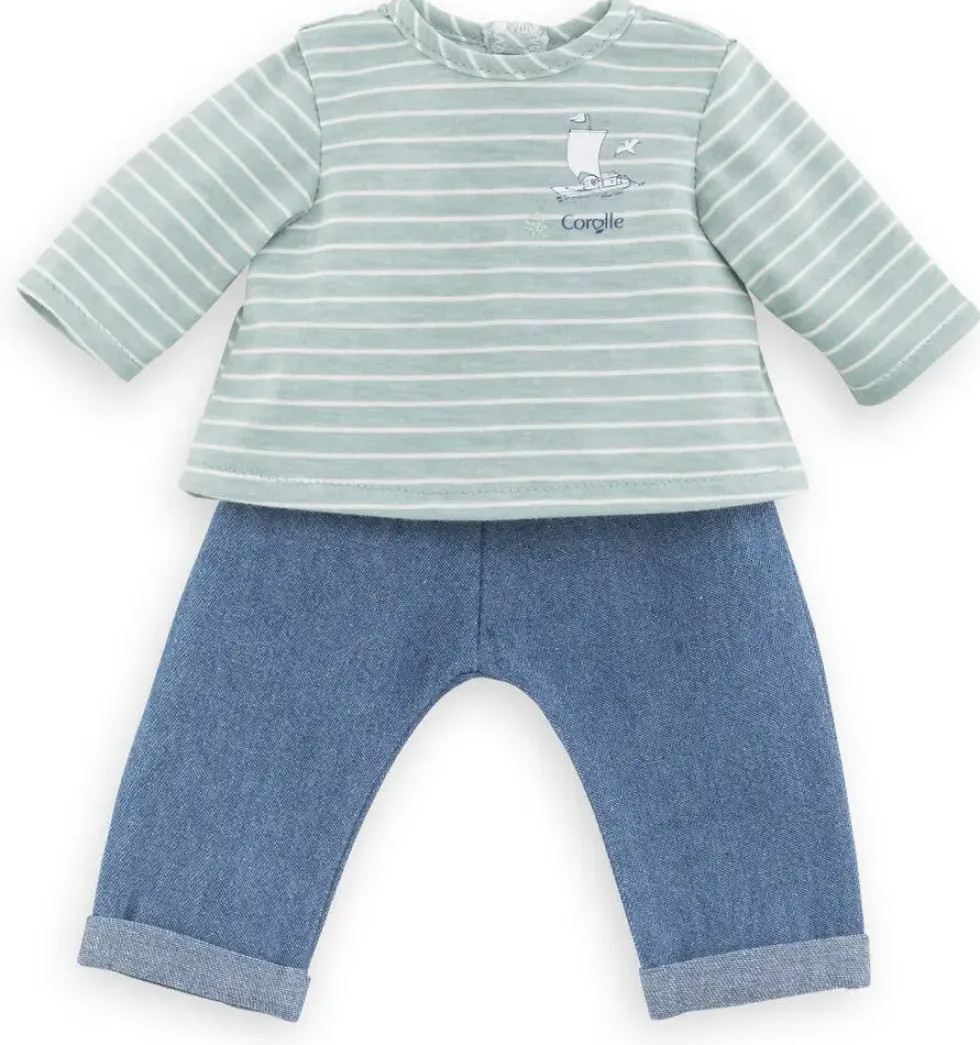BB30 - PANTALON ET MARINIERE BORDS DE LOIRE - VETEMENT POUR POUPON 30CM - COROLLE VETEMENTS