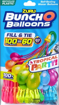 BUNCH O BALLOONS - TROPICAL PARTY - PACK DE 3 GRAPPES 100 BOMBES A EAU
