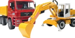 CAMION BENNE MAN AVEC PELLETEUSE LIEBHERR