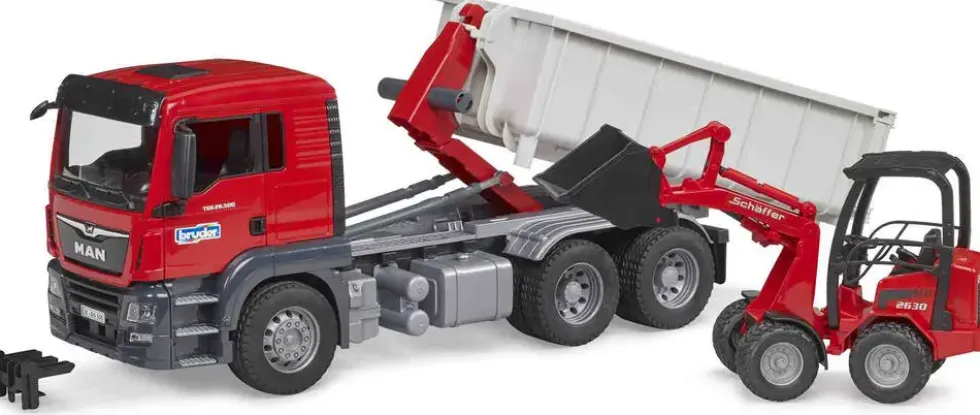 CAMION PORTE CONTAINER MAN TGS AVEC CHARGEUR SCHAFFER