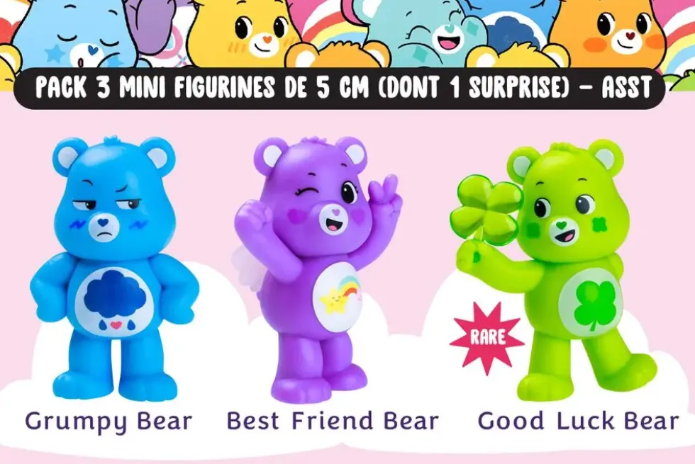 CARE BEARS - PACK 3 MINI FIGURINES DE 5 CM 1 SURPRISE