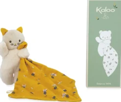 CARRE DOUCEUR - PELUCHE CHAT JAUNE14 CM