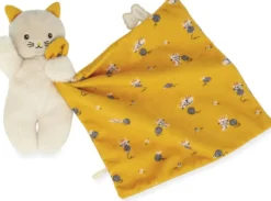 CARRE DOUCEUR - PELUCHE CHAT JAUNE14 CM