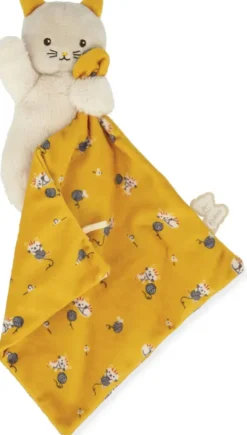 CARRE DOUCEUR - PELUCHE CHAT JAUNE14 CM