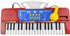 CLAVIER ELECTRONIQUE DE 37 TOUCHES AVEC MICRO, PIEDS ET TABOURET - 7 SONS