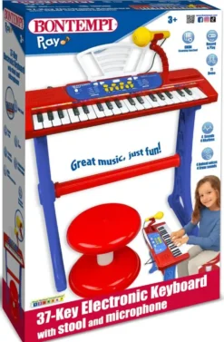 CLAVIER ELECTRONIQUE DE 37 TOUCHES AVEC MICRO, PIEDS ET TABOURET - 7 SONS