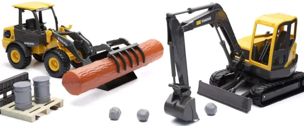 COFFRET 2 ENGINS T.P. VOLVO 1/18° AVEC ACCESSOIRES