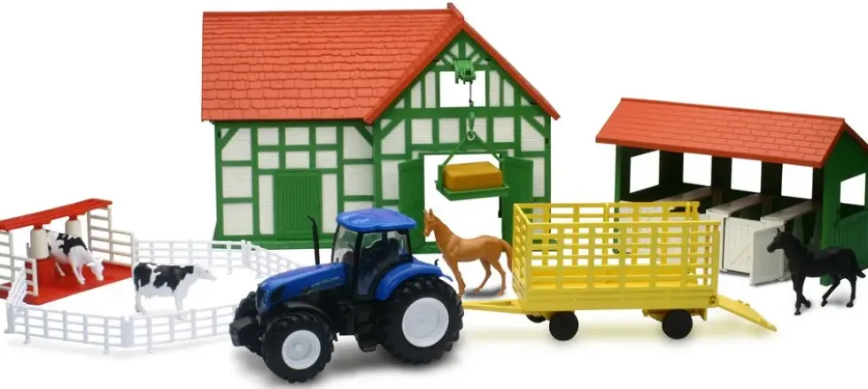1/32 COFFRET FERME NEW HOLLAND VEHICULES ET ACCESSOIRES