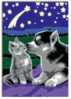 CREART KIDS13X18CMCHIOT HUSKY ET SON COMPAGNON LE CHATON