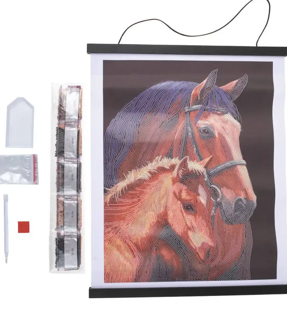 CRYSTAL ART - KIT POSTER A DIAMANTER 35 X 45 CM - CHEVAUX