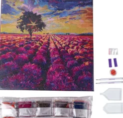 CRYSTAL ART -LAVANDE -KIT TABLEAU BRODERIE DIAMANT 30X30CM