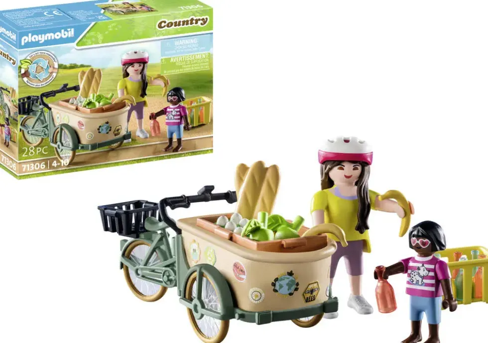 CYCLISTE AVEC VELO ET REMORQUE AVANT - 71306