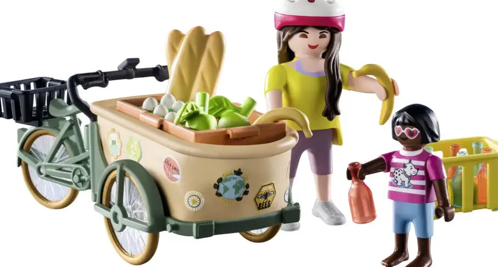 CYCLISTE AVEC VELO ET REMORQUE AVANT - 71306
