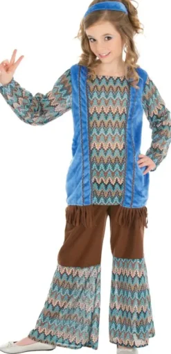 DEGUISEMENT HIPPIE VINTAGE BLEU TAILLE 116 CM