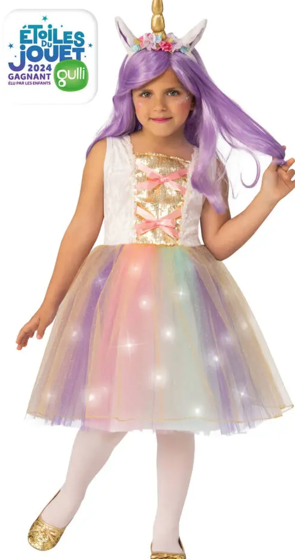 DEGUISEMENT LICORNE LUMINEUSE - S 3-4 ANS