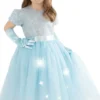 DEGUISEMENT PRINCESSE LUMINEUSE SEQUINS + ACCESS BLEUE 5-6 ANS