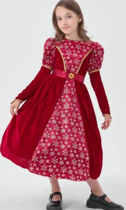 DEGUISEMENT ROBE EN VELOURS ROUGE TAILLE3-4 ANS