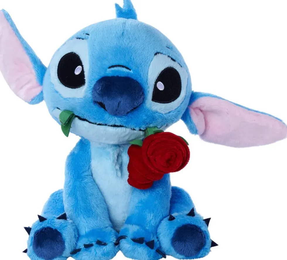 DISNEY - PELUCHE STITCH AVEC ROSE 25 CM