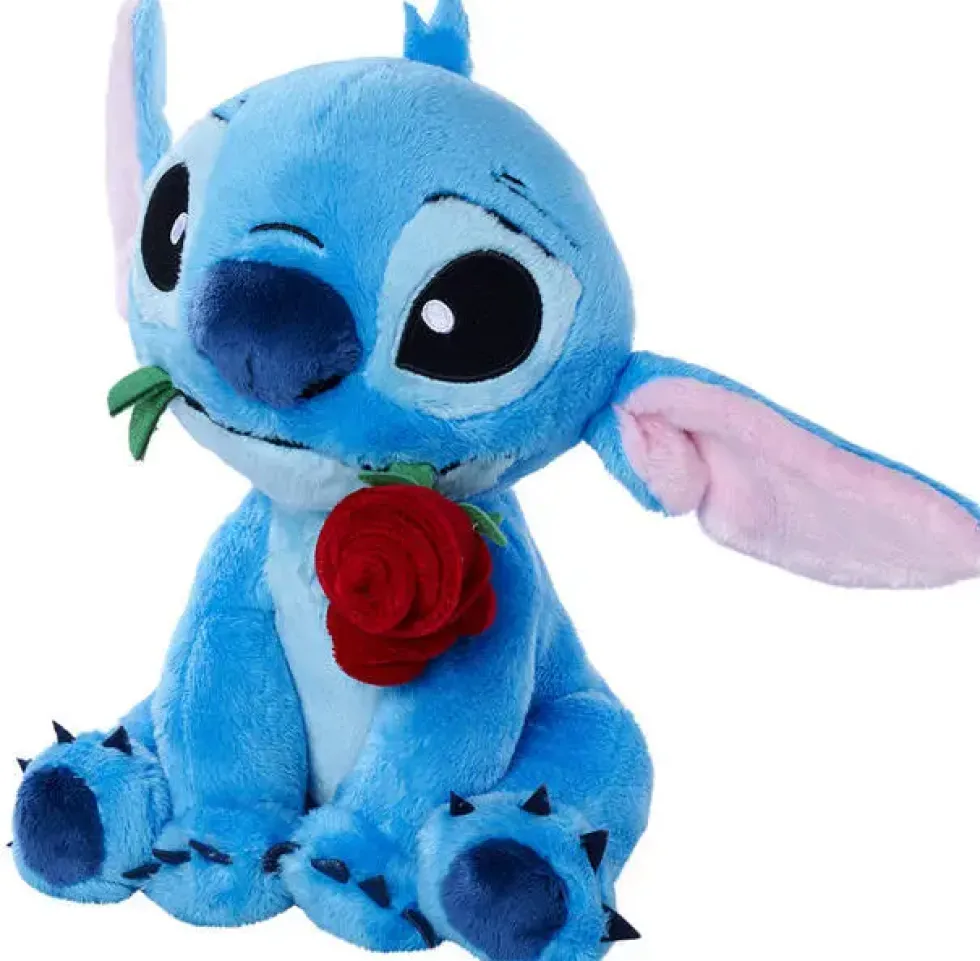 DISNEY - PELUCHE STITCH AVEC ROSE 25 CM