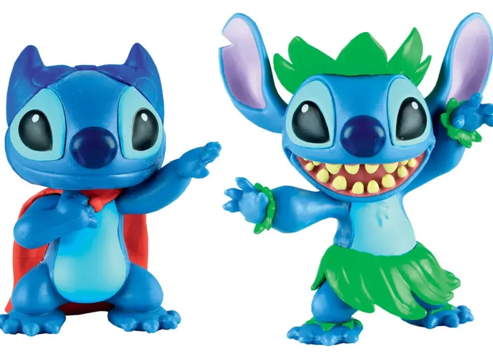 DISNEY STITCH - 2 FIGURINES STITCH HULA ET SUPER-HEROS
