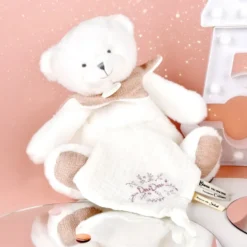 DOUDOU 25 ANS - OURS ROSE PANTIN AVEC DOUDOU MOU