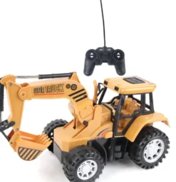 ENGINS DE CHANTIER - CAMION PELLETEUSE A CHENILLE - JAUNE - METAL - 1:24 - VEHICULE TELECOMMANDEE