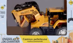 ENGINS DE CHANTIER - CAMION PELLETEUSE A CHENILLE - JAUNE - METAL - 1:24 - VEHICULE TELECOMMANDEE