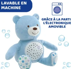 FIRST DREAMS - PELUCHE OURSON PROJECTEUR BABY BEAR BLEU