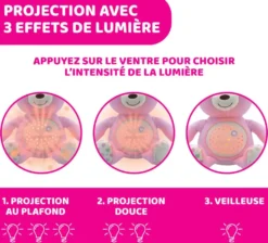 FIRT DREAMS - PELUCHE OURSON PROJECTEUR BABY BEAR ROSE