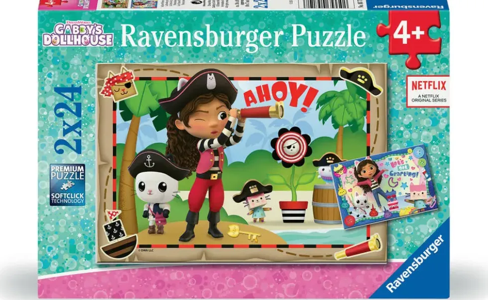 GABBY ET LA MAISON MAGIQUE - PUZZLES 2X24 PIECES - LA FETE DES PIRATES