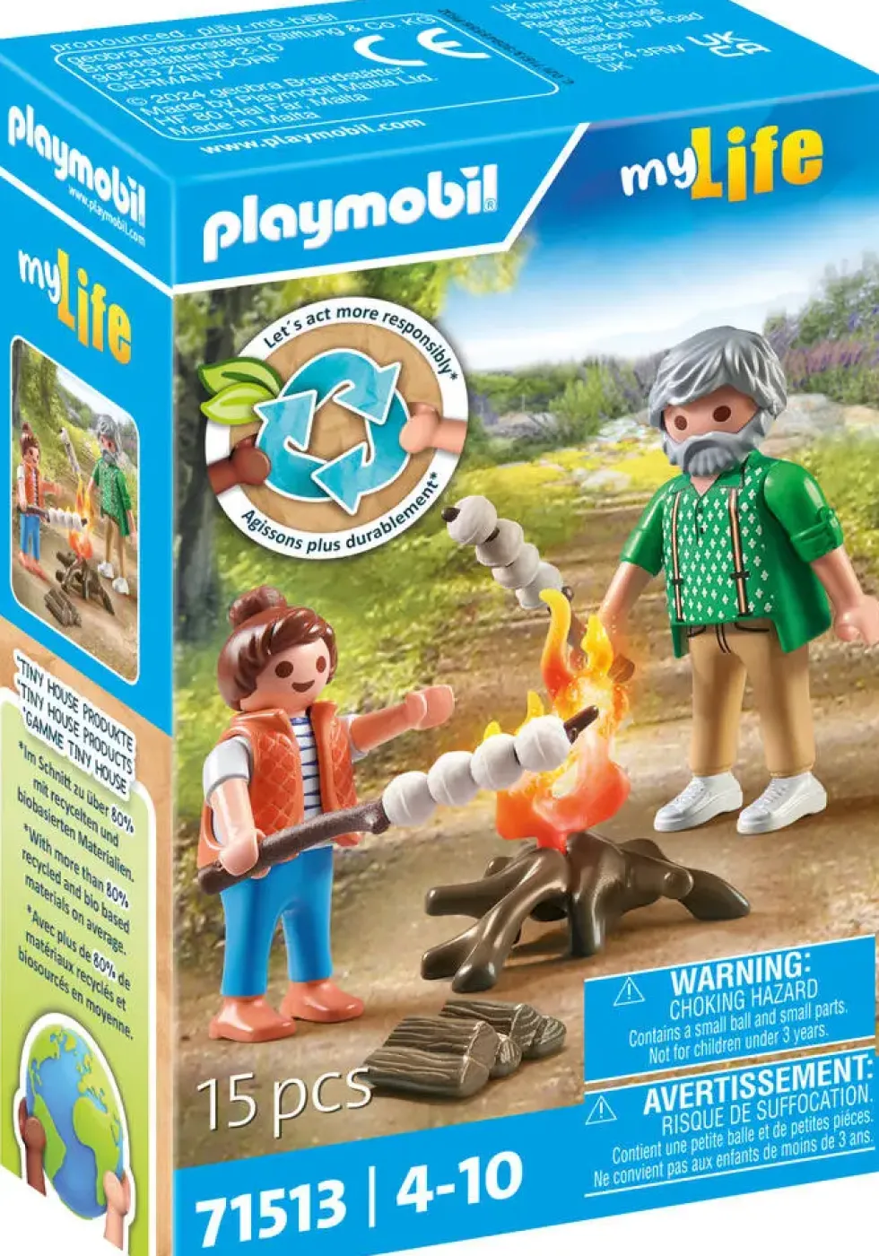 GRAND-PERE PETITE FILLE ET FEU DE CAMP - 71513