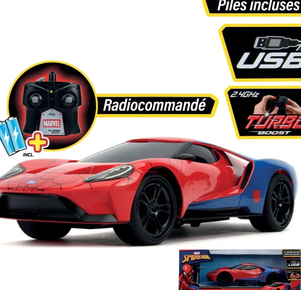 JADA SPIDERMAN - VOITURE RADIOCOMMANDEE FORD GT 1/16