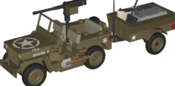 JEEP WILLYS MB REMORQUE ET MITRAILLEUSE M2