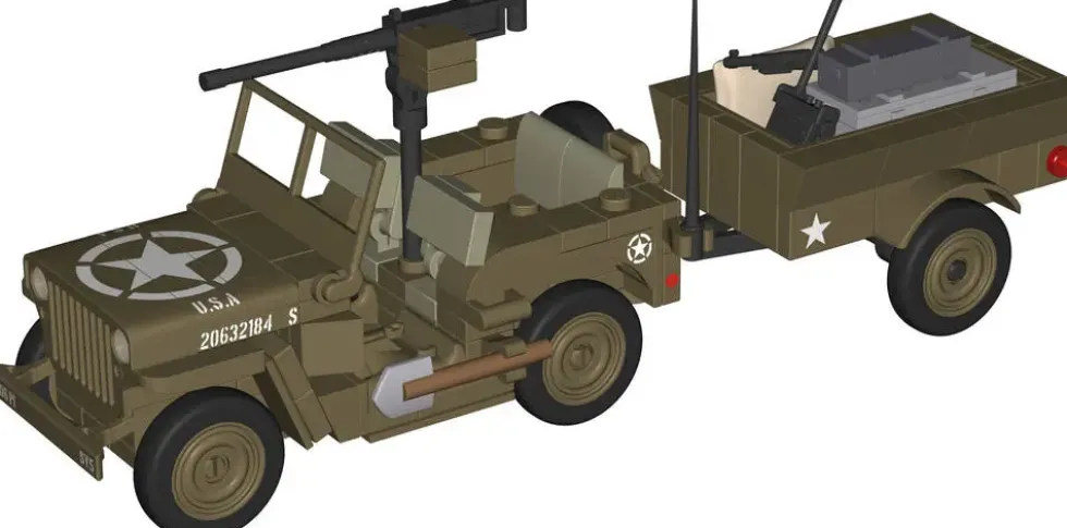 JEEP WILLYS MB REMORQUE ET MITRAILLEUSE M2