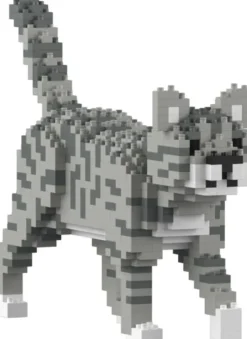 JEKCA BLOCS DE CONSTRUCTION MINI CHAT TIGRE GRIS CLAIR