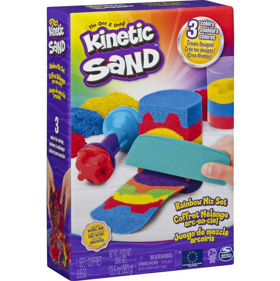 KINETIC SAND -COFFRET ARC-EN-CIEL 390 G + 6 ACCESSOIRES