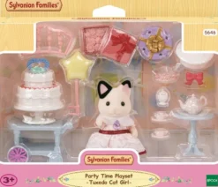 LA FILLE CHAT BICOLORE ET SON GOUTER D’ANNIVERSAIRE - SYLVANIAN PERSONNAGES ET TENUES