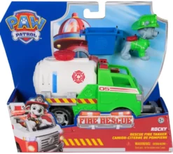 LA PAT' PATROUILLE - VEHICULE + FIGURINE FIRE RESCUE ROCKY