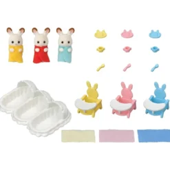 LES TRIPLES LAPIN CHOCOLAT ET ACCESSOIRES PUERICULTURE - SYLVANIAN TOUT POUR LES BEBES