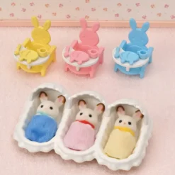 LES TRIPLES LAPIN CHOCOLAT ET ACCESSOIRES PUERICULTURE - SYLVANIAN TOUT POUR LES BEBES