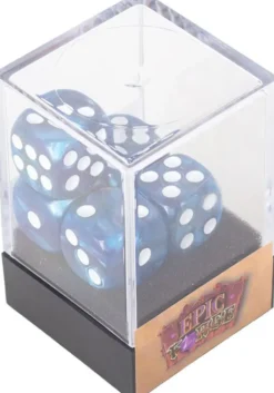 LOT DE 5 DES 6 FACES – BLEU NACRE