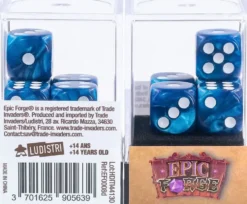 LOT DE 5 DES 6 FACES – BLEU NACRE